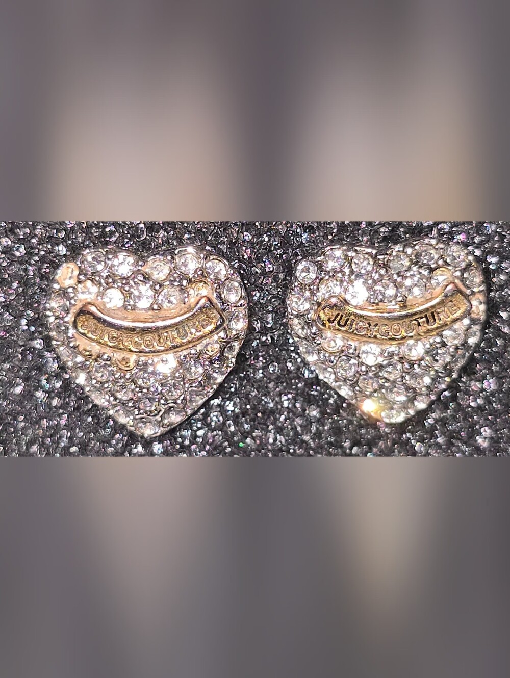 Juicy Couture Crystal Pave Heart Stud Earrings